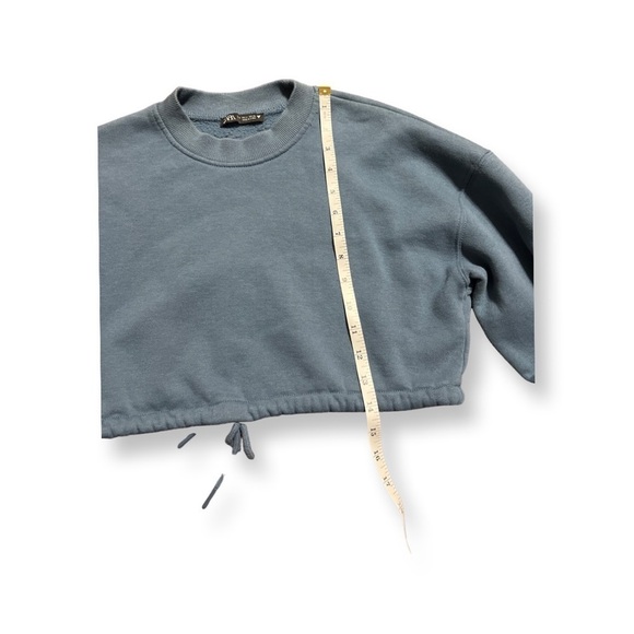 ZARA crop top sweater blue size small cinch feature - Picture 4 of 12